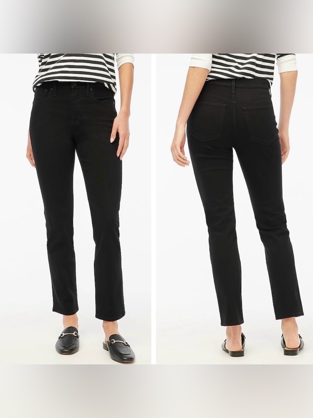 NWT J. Crew Black Essential Straight Jean in All-Day Stretch, Size 32